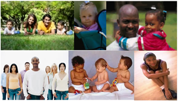 Pictures of People and Families that would benefit from services provided by the wellness program